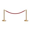 Montour Line Stanchion Post and Rope Kit Sat.Brass, 2 Flat Top 1 Red Rope C-Kit-2-SB-FL-1-PVR-RD-PB